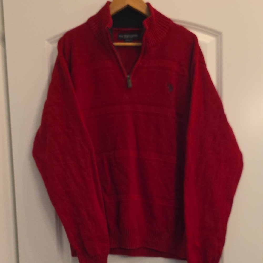 Polo by Ralph Lauren Men's Zip-Neck Red Knit Sweater